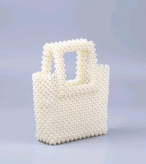 RANA HANDICRAFT Luxury White Pearl Purses Shoulder Bag for Women Pearl Bag Beaded Clutch Evening Bag Ladies, Girls, Mini Fashion Handbag forClutch Evening Hand Bag for Women & Girls - Image 7