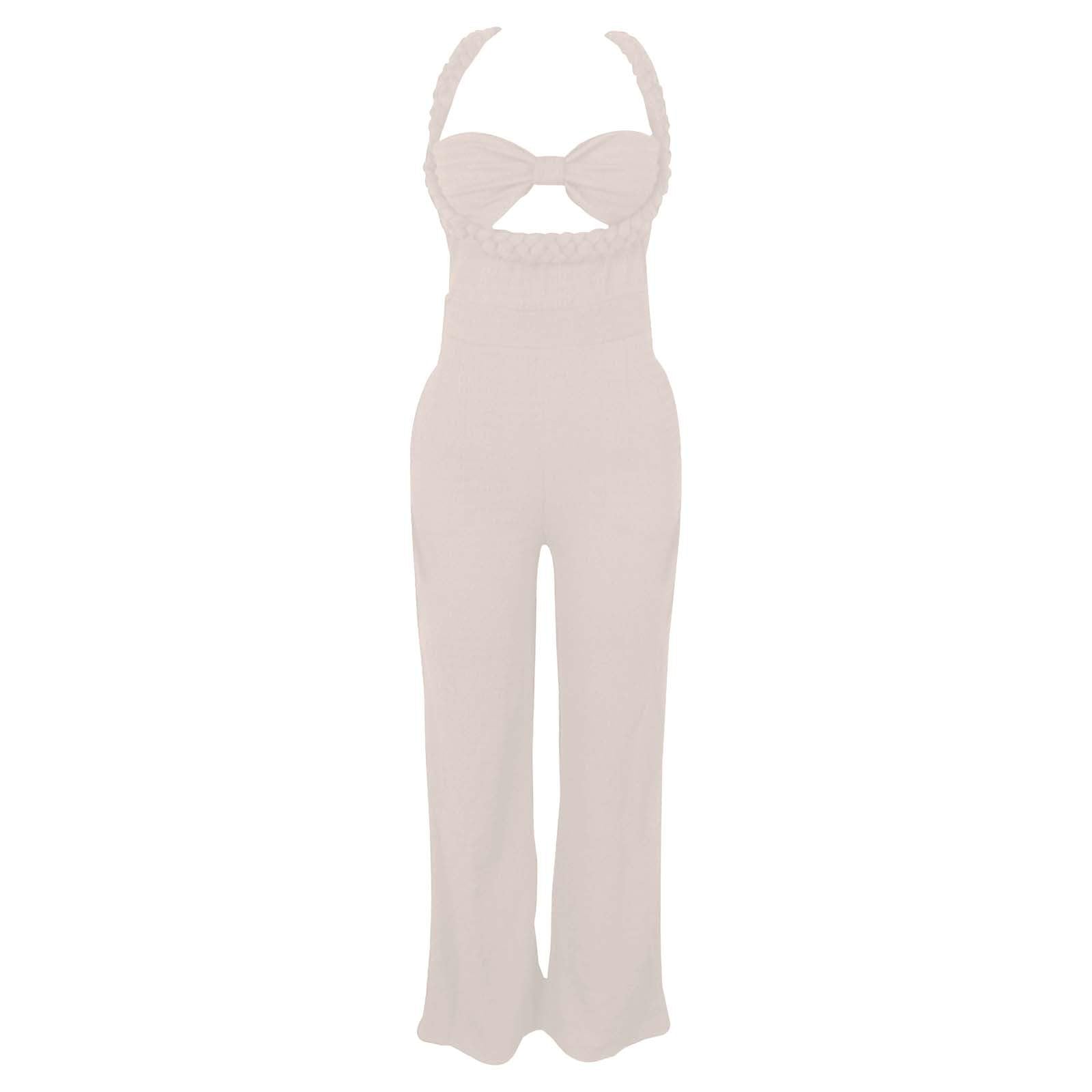 Jumpsuit Damen Sommer Lang, Overall Damen Elegant, Ärmellos Weites Bein Romper Playsuit Kostüm, Einteiler Outfit Frauen Komplett, Hosenanzug Damen Hochzeit Lässiger Basic Sommer Jumpsuit Damen Elegant