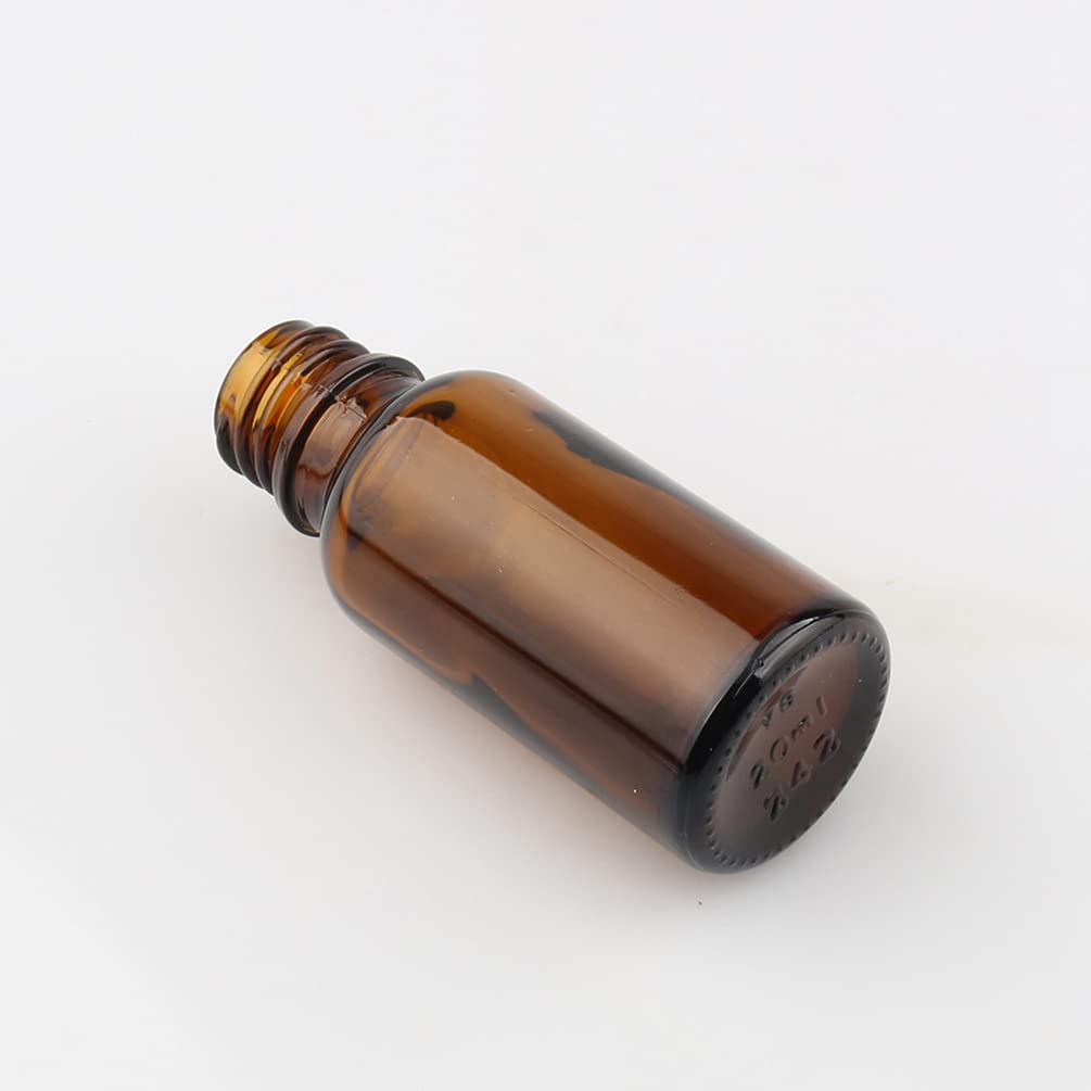 24 Pieza, Vacío 20ml Marrón Ámbar Botellas de Botellas de Cuentagotas Cristal, con tapón precintable, para Aceite Esencial, Masaje,Fragancia, Aromaterapia, Laboratorio