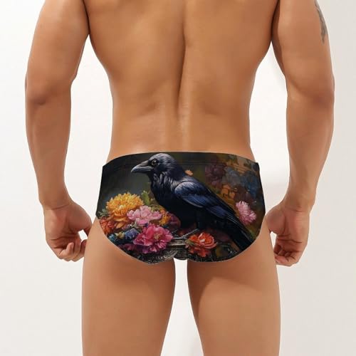 Vintage Black Raven Crow Men's Swimsuit Bikini Briefs Swim Underwear Stretchy Swimwear3
