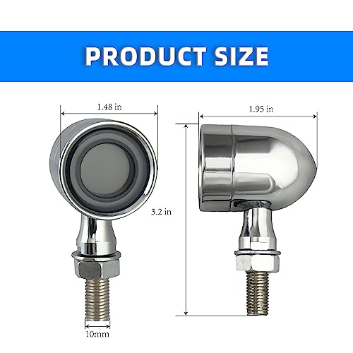 Image of Vintage Motorcycle Turn Signals LED Front Lights 2 PCS, 40 LEDs Motorbike Switchback White Amber Light for Running Turn Blinkers Universal Fit Chopper Bobber Mine Bikes - Chrome