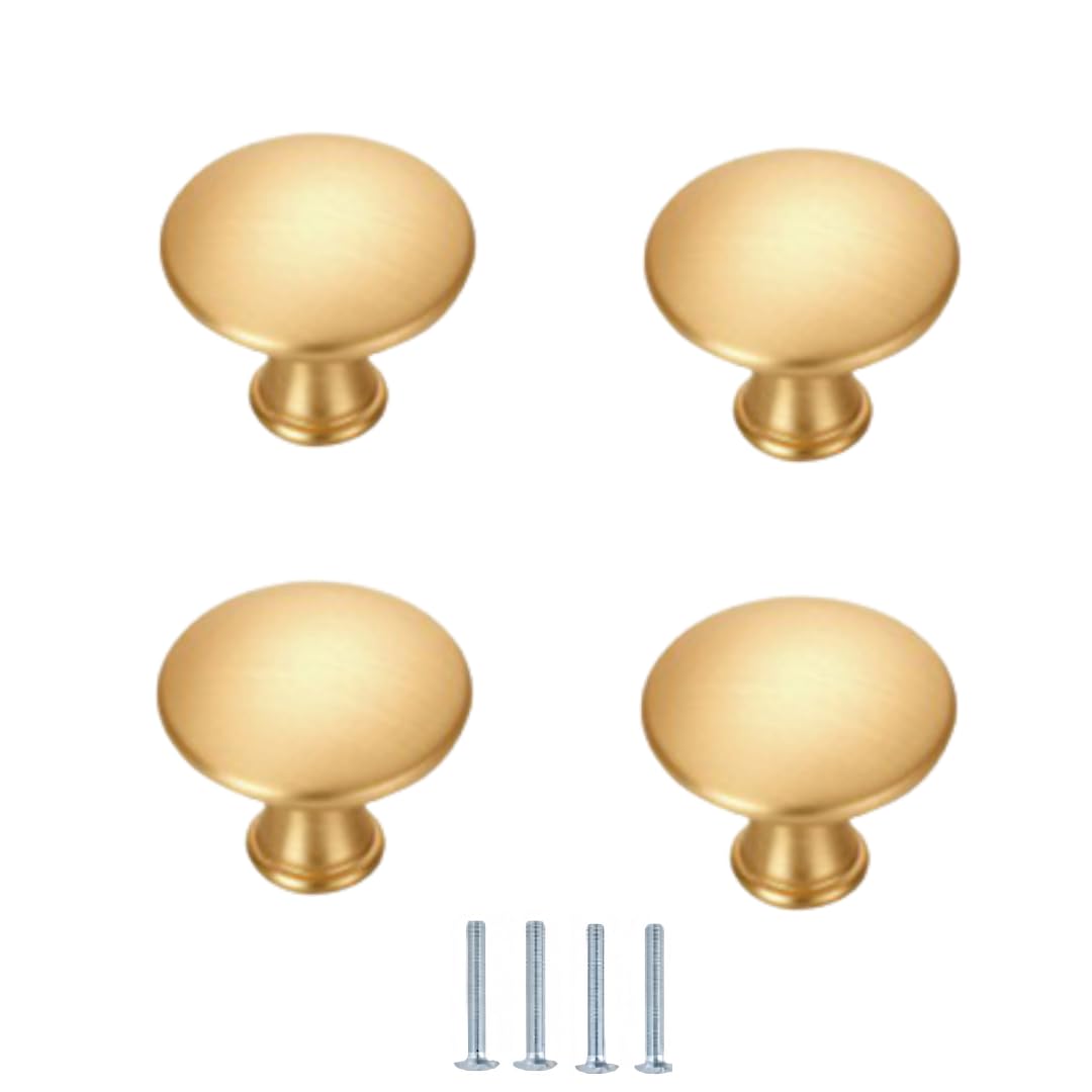 NLQCSXWEP Zinc Alloy Cabinet Bow Handle, Zinc Alloy Handles 4 Pack Single Hole Knob for Cabinet Door Drawer Wardrobe Multicolor(Single Hole-Gold Brushed)
