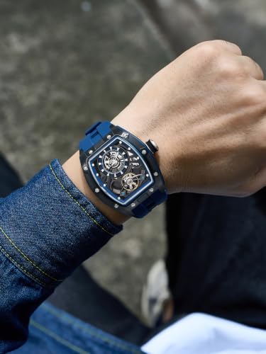 Image of French Connection Limited Edition | Stealth Series | Skeleton Dial | Stainless Steel Case | Premium Silicone Strap | Automatic Watch for Men - FCA48