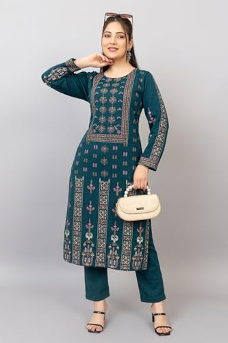 Image of HIFZAA Woollen Winter wear Kurti Palazo Set for Womens Warm Kurta Suit for Ladies Pure Wool M to 4XL