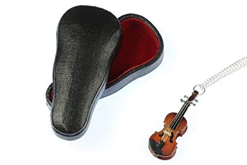 Miniblings de Violon en Bois Collier - Main Bijoux à la Mode I Longueur pendante: 60 cm - Miniature + boîte à Musique Cover