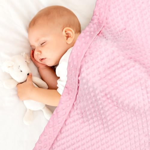 Image of SWESEN Baby Blanket for Girls, Soft Crib Blanket 30 x 40 Inch, Newborn Blankets for Nursery, Stroller, Toddler Bed, Carseat, Double Layer, Pink
