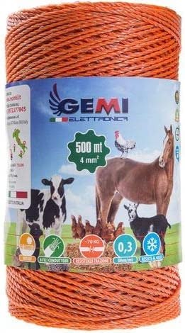 Hilo para Pastor eléctrico Cerca eléctrica 500 MT 4 mm² Valla eléctrica Valla electrificada para animales jabalí vacas caballos perros cerdos gallinas zorros Gemi Elettronica