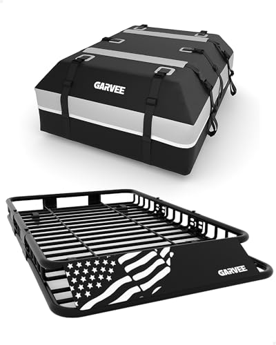 GarveeLife 64 in x 39 in Universal Roof Rack Basket, 200 LBS Capacity Rooftop Cargo Carrier Basket with 21 Cubic Feet (52 in x 39 in) Waterproof Luggage Bag, for Suvs, Trucks, Vehicles