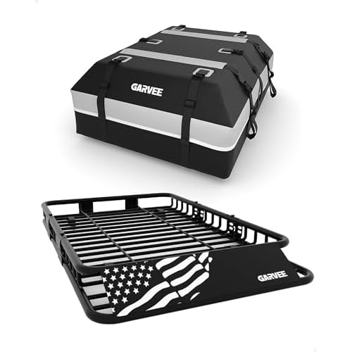 Garvee 64" x 39" Universal Roof Rack Basket, 200 Lbs Capacity Rooftop Cargo Carrier Basket with 21 Cubic Feet (52" x 39") Waterproof Luggage Bag, for