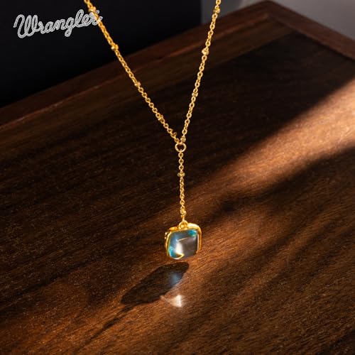 Montana West Wrangler Gold Gemstone Pendant Necklace for Women Statement 14K Plated Dainty Charm Minimalist Chains Jewelry2