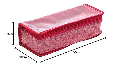 Image of Kuber Industries Brocade Hardboard One Rod Bangle Box (Pink) - CTKTC42005