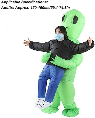 Tuwei Inflatable Alien Costume for Adult and Kids, Waterproof Unisex Alien Inflatable Costume Halloween Costumes, Funny Blow Up Alien Carry People Costume for Party Cosplay (Adult)