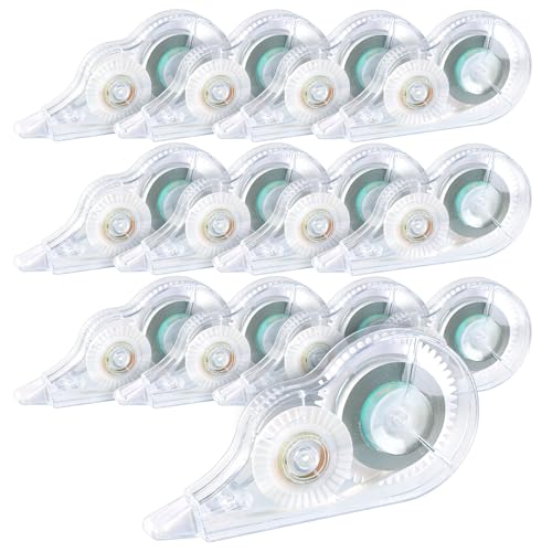 12 Stück Korrekturroller Maus, 5 mm x 12 m Korrekturmaus Set Korrekturband mit Schutzkappe Korrekturbänder Schreibwaren für Schule Büro Studenten Lehrer (Transparent)