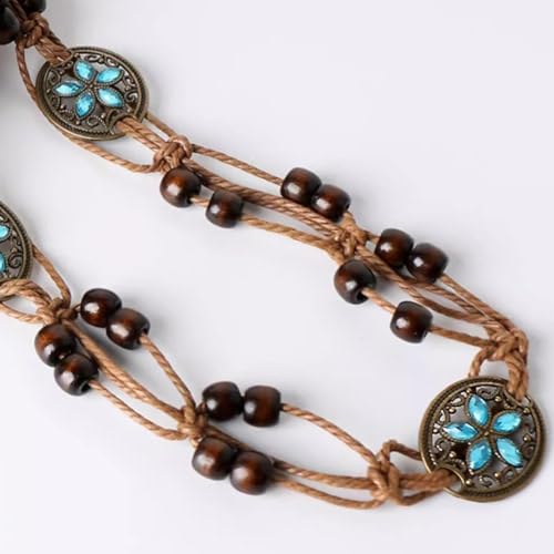 Woven Waist Belt, Women's Style Braid Waistband with Butterfly Vintage Tassels Waist Accessories for Dress Braided Dress Belt2