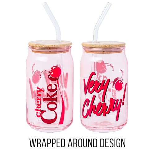 Image of Silver Buffalo Coca-Cola Cherry Coke Beverage Logo, Glass Tumbler, 16oz