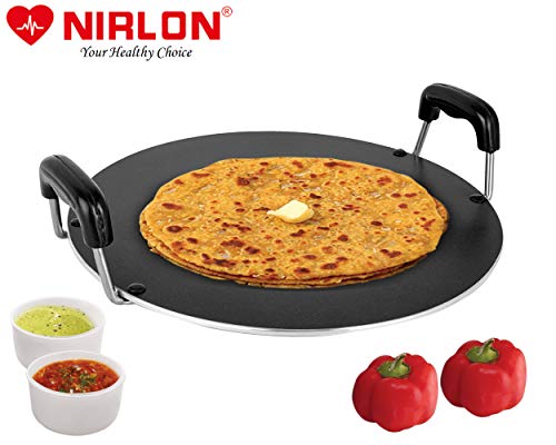 Image of Nirlon Aluminium Gas Compatible Non Stick Dosa Roti Chapati Pathiri Round Tawa 28.5cm, Red(26 mm Classic RT)