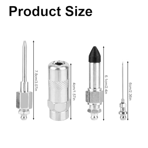 Image of Tinoaly 9pcs Grease Gun Needle Nozzle Kit, Detachable Grease Gun Injector Needle Dispenser Tip, Nozzle Coupler Adapter Fitting Tool for Injection Narrow Space & Deep Hole Set Accessories