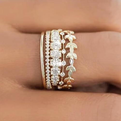 Roe Dolph Gold Engagement Rings for Women Non Tarnish Gold Plated Wedding Rings That Don't Tarnish Dainty Stackable Cubic Zirconia Rings Statement Wedding Bands Promise Rings Jewelry Gifts2