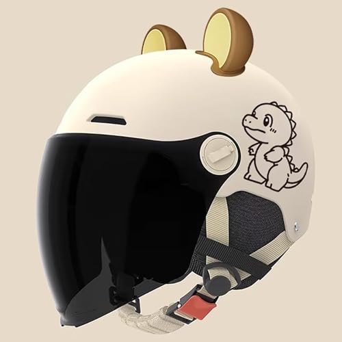 Casque De Moto Pour Enfants Certifié DOT/ECE, Casque De Moto Rétro 3/4 Avec Visière Et Mentonnière À Dégagement Rapide, Adapté Aux Garçons Et Aux Filles Âgés De 3 À 12 Ans C,48-52cm