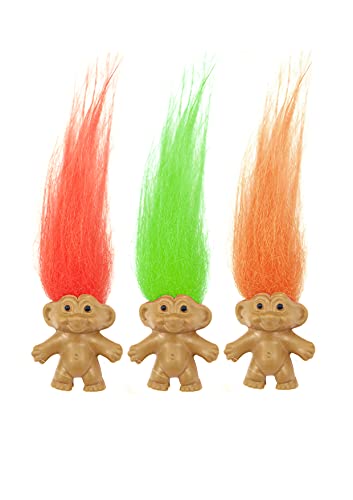 Henbrandt Enkel mini retro trolldocka med hår 3,5 cm Lucky Trolls vintage stil festgåva loot väska fyllning ficka pengar leksak för pojkar och flickor