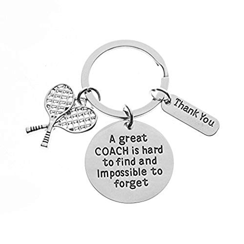 Infinity Collection Tennis Coach Keychain, Tennis Coach Gifts, Great Coach is Hard to Find Coach Keychain