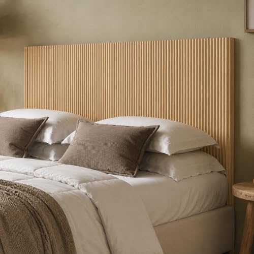 Elyveont Queen Size Fluted Headboard Only, Boho Head Boards Queen with Arched Corrugated, Wood Head Board for Full/Queen Bed Frames,Rustic & Modern Farnhouse, Oak