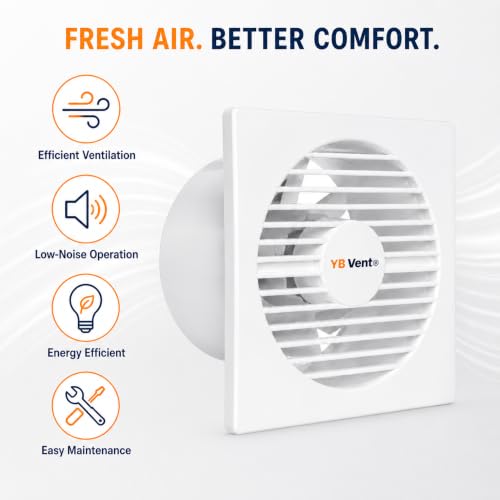 Image of 6 Inch White Exhaust Fan for Bathroom, Kitchen & Office | 150mm Adjust Fan