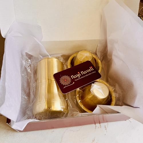 Image of Brass Coffee Filter and Dabara Set - Traditional South Indian Style | Handcrafted with Copper Finish | Authentic Filter Kaapi Experience (Gift Box)