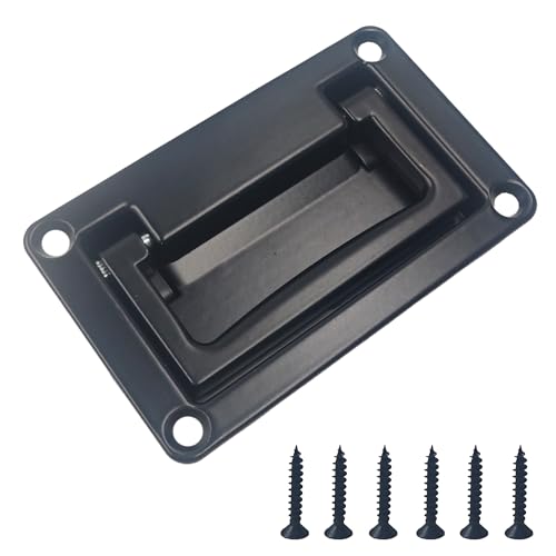 Image of Recessed Pull Handle, Heavy Duty Hatch Pull Handle Container Handle, Black Zinc Alloy Flush Pull Handles for Toolbox, Deck Hatch, Drawer Access, 3.7 inchx2.4 inch