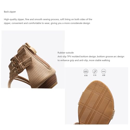 Summer Non-slip Roman Shoes, Womens Adjustable Buckle Back Zipper Cross Strappy Open Toe Wedge Sandal, Outdoor Platform Low Wedges Shoe, for Outdoor Walking, Entertainment, Leisure3