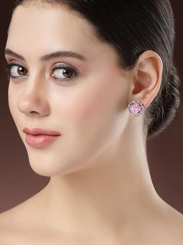 Image of Karatcart Women Green American Diamond Stud Earrings