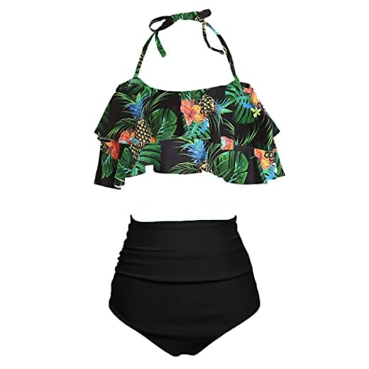 AOQUSSQOA Mujer Traje de baño con Volantes para Mujer Cintura Alta Dividida Bikini natación Esencial (EU 42-44 (L), 11)