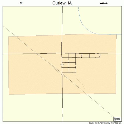 Large Street & Road Map of Curlew, Iowa IA Printed poster size wall