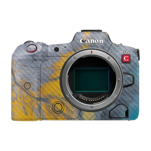 Image of Carbon Fiber Camera Skin Compatible with Canon EOS R5C (2022) - Yellow Spill - Premium 3M Vinyl Protective Wrap Decal Cover - Easy to Apply | Crafted in the USA by MightySkins