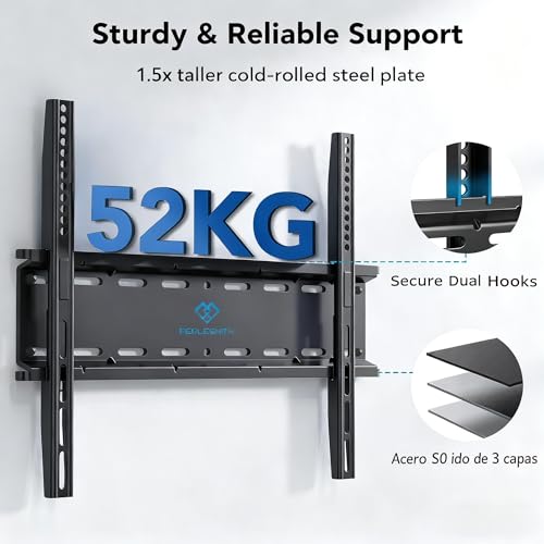 PERLESMITH TV Wandhalterung, TV Halterung Ultraslim Universal für 26-75 Zoll Flach & Curved Fernseher, Max. VESA 400x400, bis zu 52kg – Bild 5