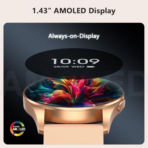 Image of Blackview Smart Watch for Women(Make /Answer Calls), 1.43''AMOLED Touchscreen Fitness Tracker with 100+ Sports Modes, Heart Rate /SpO2 /Sleep Monitor /2 Straps, Smartwatch for iPhone & Android