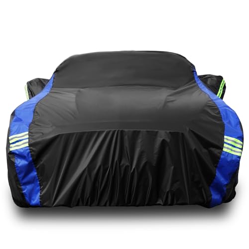 Image of Avecrew Car Cover for Ford Mustang Waterproof All Weather for Automobiles, Outdoor Full Exterior Covers Fit Sedan Without Zipper Door Design