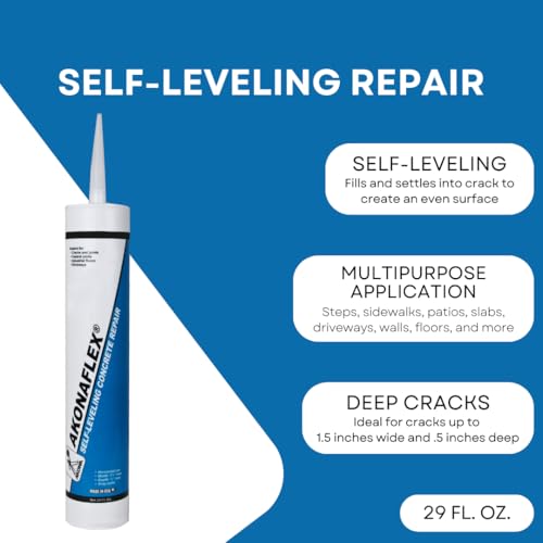 Akonaflex Self-Leveling Concrete Repair - Crack Filler Caulk, Gray, Fast Setting, Great for Driveways, Sidewalks, Seals Joints, Self-Leveling Technology (10 Ounce, 1) - Image 3