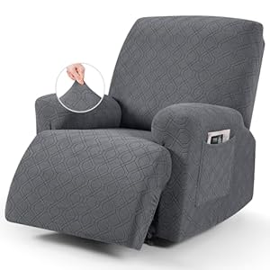 VANSOFY Recliner Chair Cover, 3-Pieces Stretch Recliner Covers for Recliner Chair Soft Reclining Chair Slipcover Furniture Protector for Dogs Cats(Dark Gray)