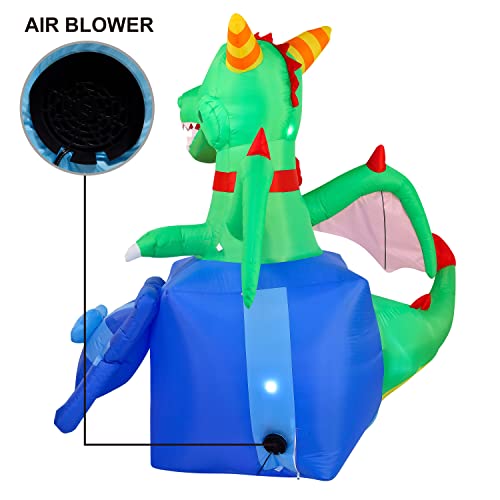 Joiedomi 6 Ft Christmas Inflatable Dragon In A Gift Box, Christmas Inflatable With Build-In Leds Blow Up Inflatables For Christmas Party, Outdoor, Yard, Garden, Lawn Winter Decorations #TOP3