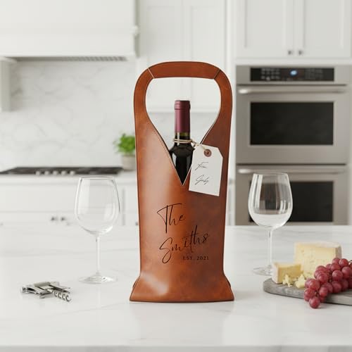 Bolso porta vino de cuero personalizado grabado a láser miniatura 7