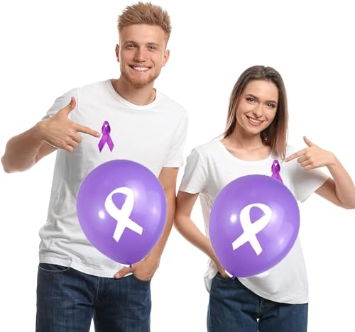 36 Pcs Purple Ribbon Party Decorations Balloons, alzheimers disease Awareness Ribbon Balloons for Non-Profit Fundraisers, Charity Events, and Community Events. by Generic - Image 3