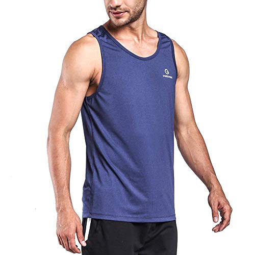 OGEENIER Men's Dry Fit Workout Tank Tops Muscle Gym Sleeveless T-Shirts Fitness Bodybuilding Running Tank Top Shirt,Blue,S - Thumbnail 3