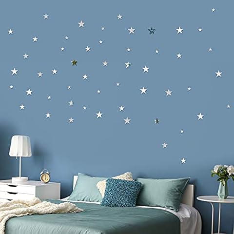 60 Pcs Pegatinas de Pared Estrella Espejo Adhesivos Cover