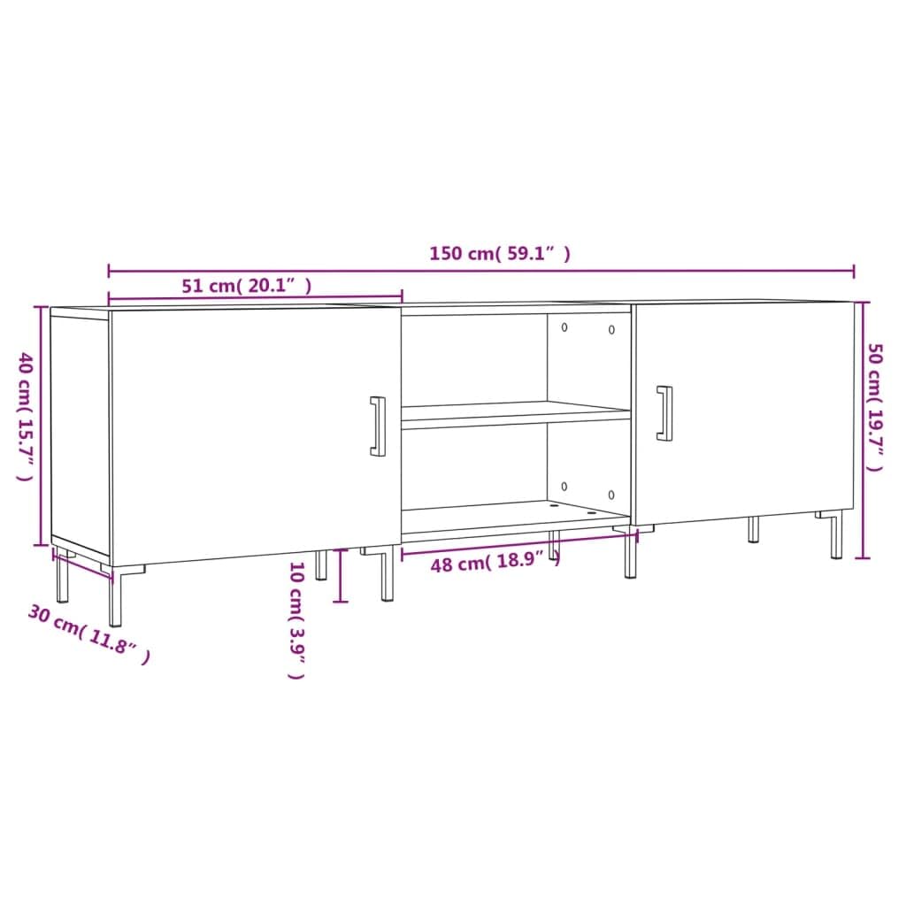 vidaXL Mobile Porta TV Grigio Cemento 150x30x50cm in Legno Multistrato