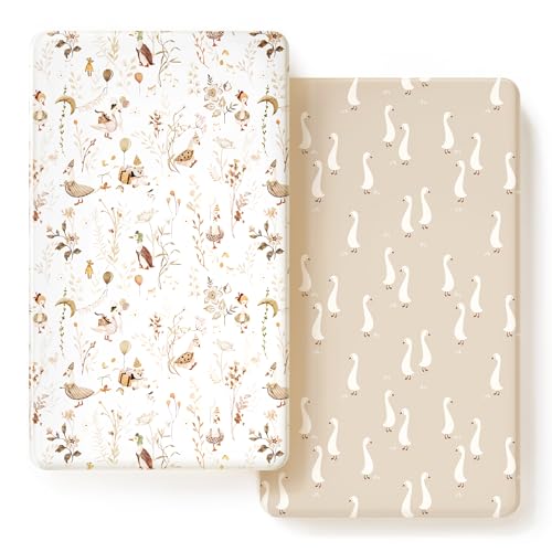 GRSSDER Ultra Soft Jersey Knit Crib Sheets 2 Pack, Stretchy Crib Mattress Sheet with Deep Pocket, Universal Fit Most Crib Pads Safe and Snug,...