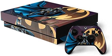 Skinit Decal Gaming Skin Compatible with Xbox One X Console and Controller Bundle - Officially Licensed Warner Bros Batman in The Sky Design