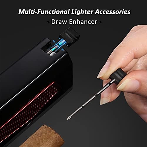 PROMISE Cigar Torch Lighters Quadruple 4 Jet Flame Refillable Butane Gadgets For Men Gift Ideas (Red)