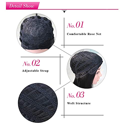 Image of BERON Black Ombre Blonde Short Curly Wavy Wig Women Halloween Cosplay Wig