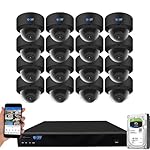 GW Security 16 Channel 12MP NVR UltraHD 4K Face Recognition/Human/Cars Detection PoE Security Camera System with 16 x 8MP Waterproof Microphone 130° Wide Angle Outdoor Indoor Dome Cameras (Black)